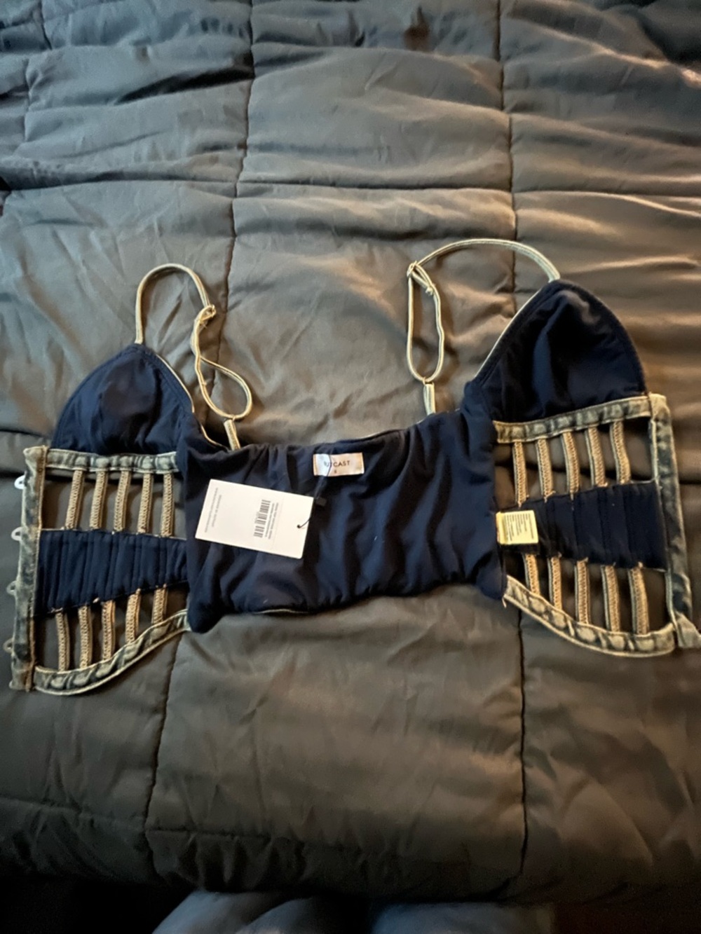 Outcast perri corset cage top in vintage denim size small - Picture 10 of 16